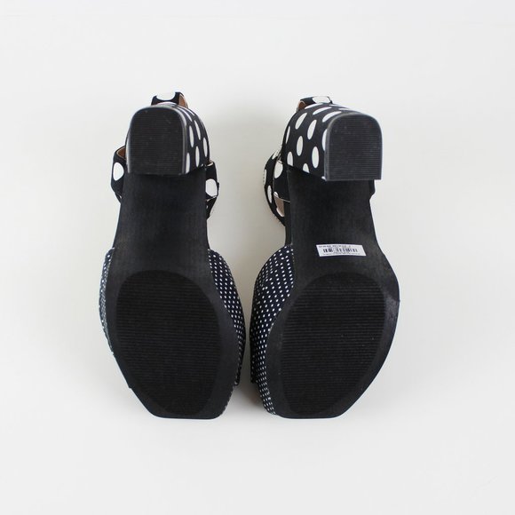Torrid Black White Polka Dot Block Heel Platform Sandals - Picture 10 of 16